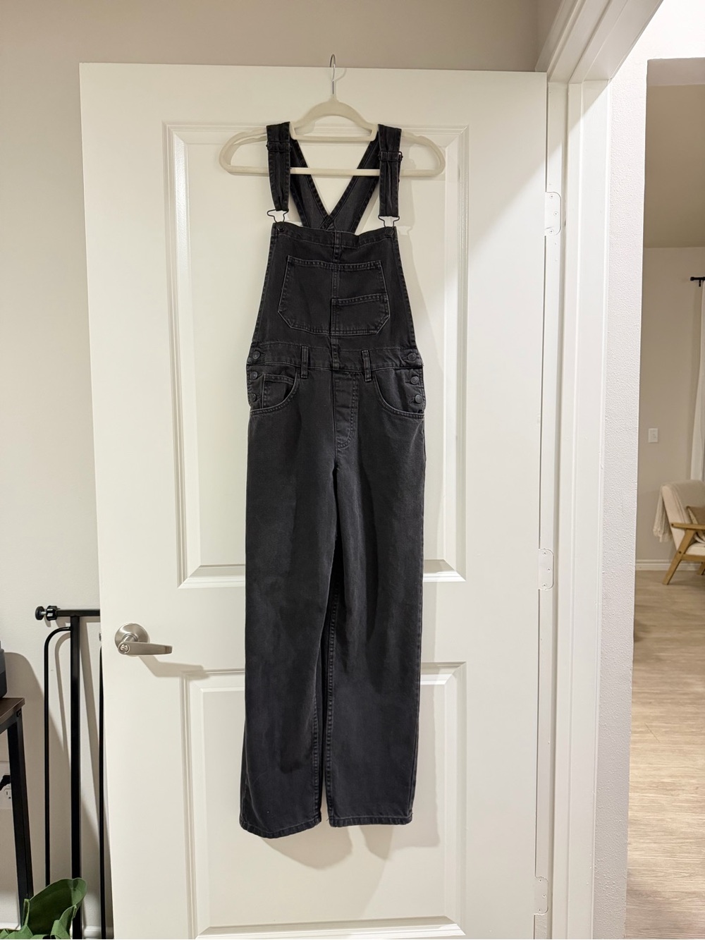 We The Free Black Washed Denim Overalls